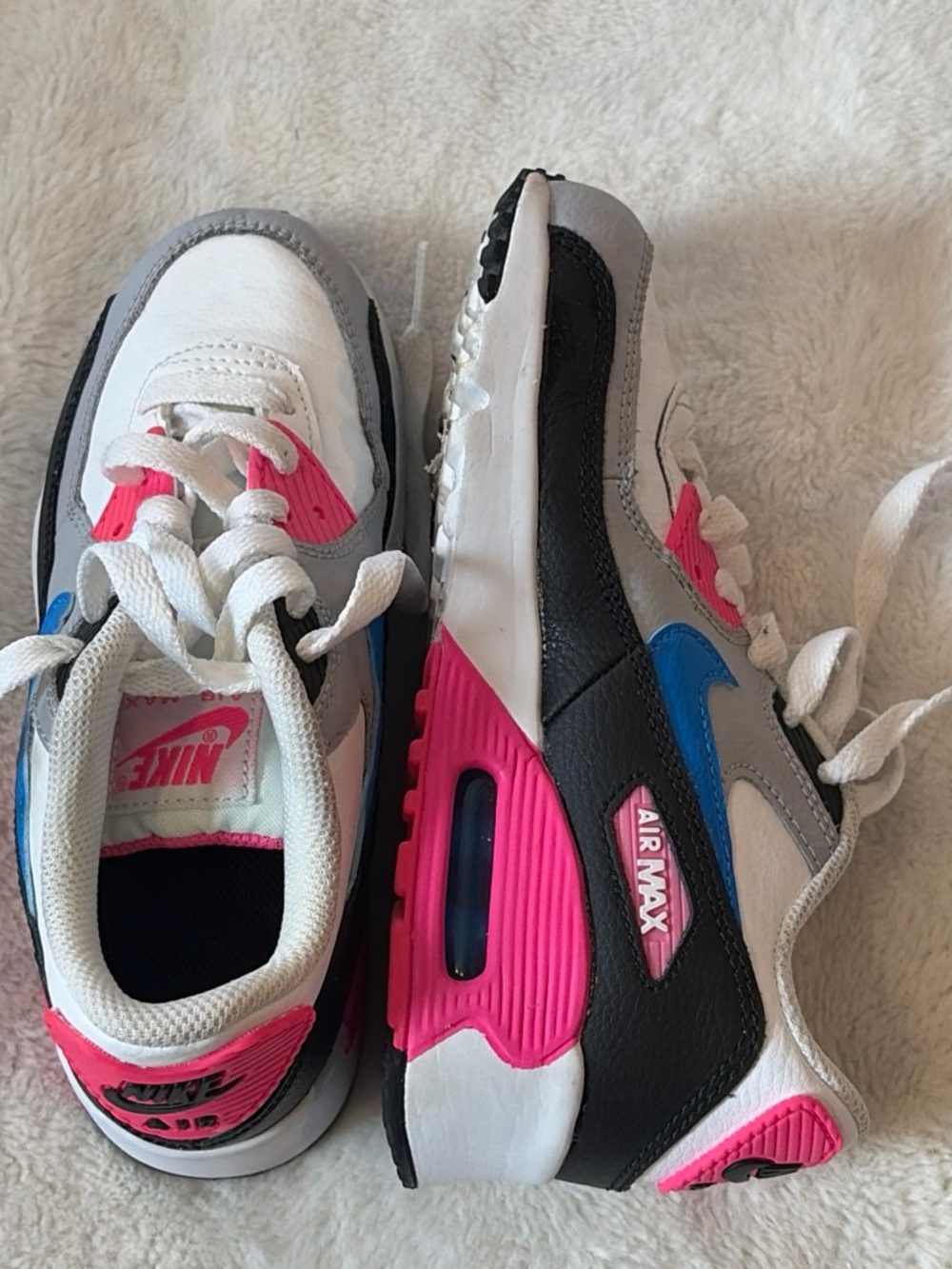 Nike Kids Air Max Sneakers in White, Pink & Blue